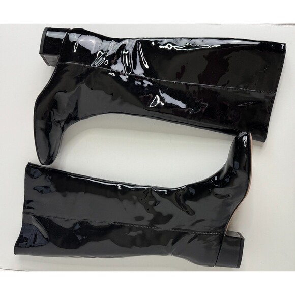 J.Crew Size 8M Italian Leather Knee High Boots Black Patent Leather Glossy NWB - Picture 5 of 13